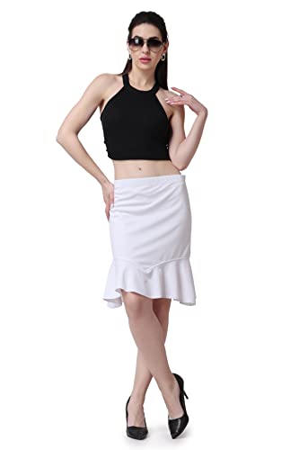 Image of POPWINGS Casual Twill Frill Knee Length Pencil Skirt for Women || Stylish Summer Skirt for Women || Knee-Length Skirt for Women || Semi-Formal Women Skirt