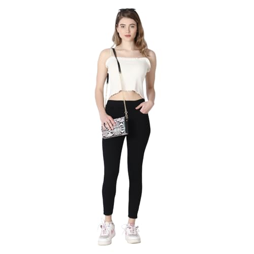 Image of 4Flies Women's Denim Lycra Jeggings - Stretchable Slim Fit Ankle-Length Pants for Casual, Office & Travel Wear - Stylish & Comfortable
