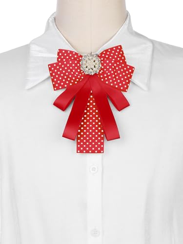Image of Ribbon Polka Dots Bow Ties Cute Bowties for Women, Clip Fashion Collar Decoration