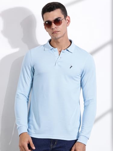 Image of Thomas Scott Men's | Solid | Full Sleeve | Regular Fit | Cotton Blend | Polo Collar | Casual Tshirt