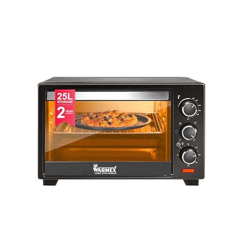 Image of WARMEX Mom's Bliss 25 Litres R&C OTG Oven Toaster Griller, Bake, Broil, Toast, Convection, Rotisserie & Glass Door Window with Variable Heating Mode (Black - MB25L R&C, 1600 Watt)