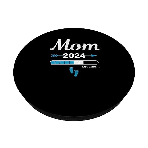 Mom 2024 Loading Mother Mama Mummy To Be Baby Pregnancy PopSockets Swappable PopGrip, Black - Image 2