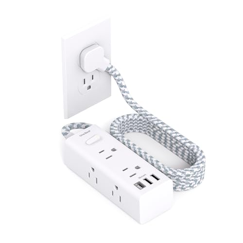 Power Strip Surge Protector - One Beat 6 Widely Outlets with 3 USB Ports(1 USB C), Flat Plug Extension Cord, Multi Plug Wall Outlet Extender, Small Power Strip for Home Office Travel College Dorm Room