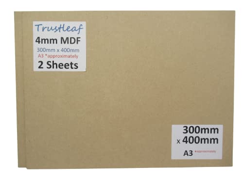 Trustleaf Medite Premier Lot de 2 feuilles MDF à faible consommation 4 mm 300mm x 400mm (A3 approx* 12" x 16") Cover