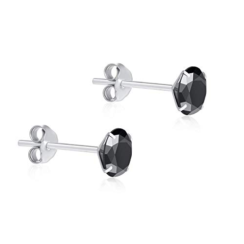 925 Silver Single CZ Stone Stud Earrings for Men, Women