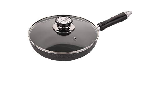 Uniware 10.2 Inch Frying Pan with Tempered Glass Cover, Non-Stick, Dishwasher Safe