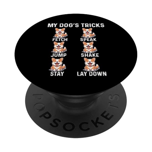 Funny My Dog's Tricks Funny Dog Graphic Hombres Mujeres Niños PopSockets PopGrip Adhesivo