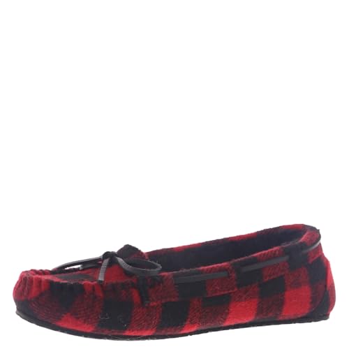 Minnetonka Lodge Trapper Women's Slipper, 12 4A US, Red-Black-Plaid4