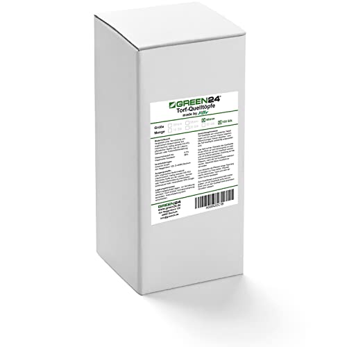 GREEN24 100 Stück Torf-Quelltöpfe Ø44mm Made by Jiffy® Torf Quell-Tabletten Aussaaterde Anzuchterde Torftablette mit Anleitung