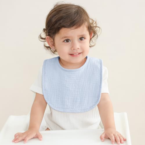 Image of Susurration Muslin Baby Drool Bibs 6Pack Soft Square Adjustable Baby Bandana Bibs for Unisex Girls & Boys