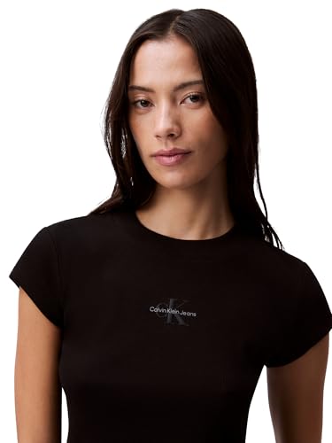 Calvin Klein Jeans Women's Monogram Logo Ribbed Baby Tee