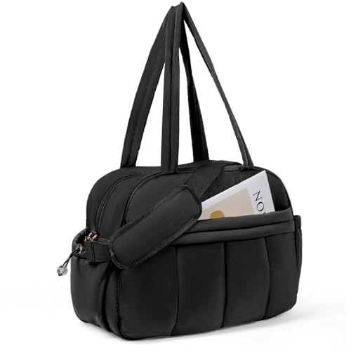 Sac de sport femme matelassé noir idéal pour vos séances de gym et week-ends évasion