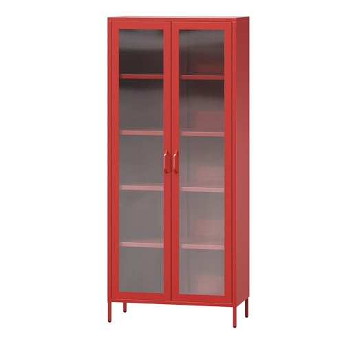 Jan Nowak 2-türiger Vitrinenschrank - Angelo - 80 x 185 x 45 cm - 4 Verstellbare Ablagen,...