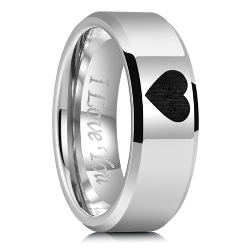 Bague en tungstène argenté King Will 8mm le cadeau de mariage durable pour homme et femme