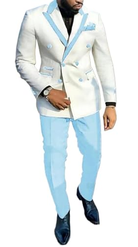 Mi Bo Tong Mens 2 PCS Suit Slim Fit Peak Lapel Suit Business Work Tuxedo Blazer Pants Suits for Wedding Party3