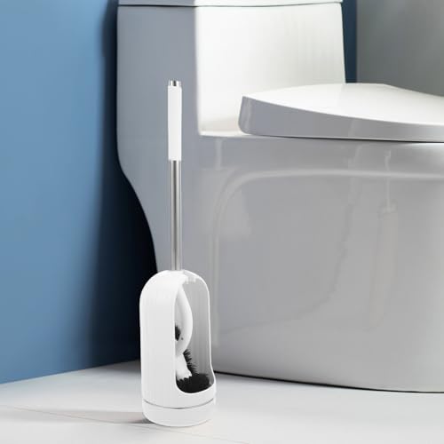 Brosse de toilette golf blanche avec support élégant à rayures - 8