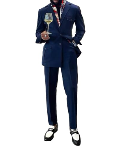 Costume 2 pièces pour hommes avec veste monobouton et pantalon élégant