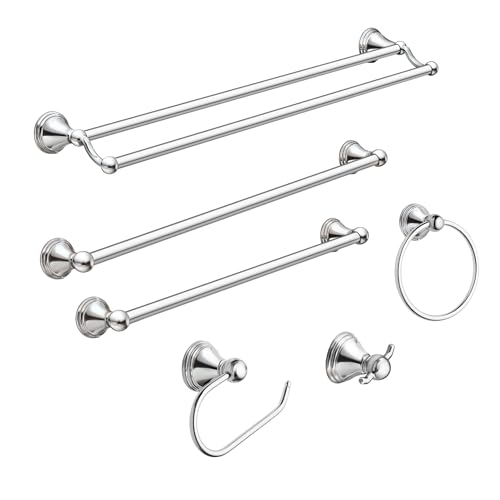 Image of Moen Preston Collection Polished Chrome Bathroom Hand-Towel Ring, Wall Mounted Towel Holder, DN8486CH