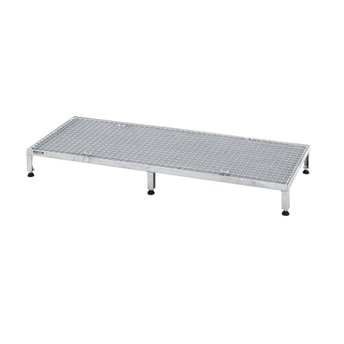 eurokraft pro Arbeitsplattform Höhenverstellbereich 165 - 230 mm mit Gitterrostplatte Plattform LxB 1510 x 610 mm feuerverzinkt