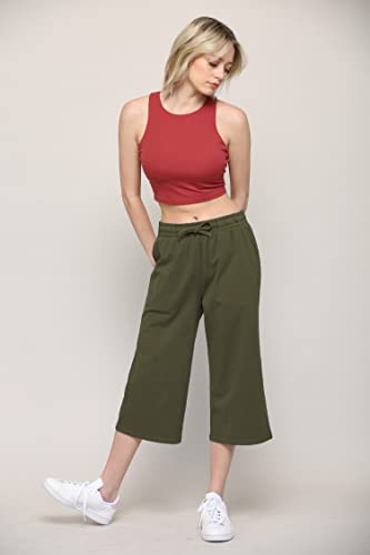 Image of Lock and Love Womens Capri Pants Loose Yoga Pants Wide Leg Drawstring Comfy Lounge Pajama Capris Sweatpants with Pockets
