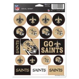 Stickers New Orleans Saints planche de vinyle 12,7 x 17,8 cm pour support lisse