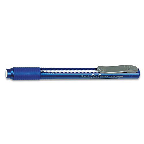 Pentel ZE22C Clic Eraser Pencil-Style Grip Eraser, Blue, 1 each