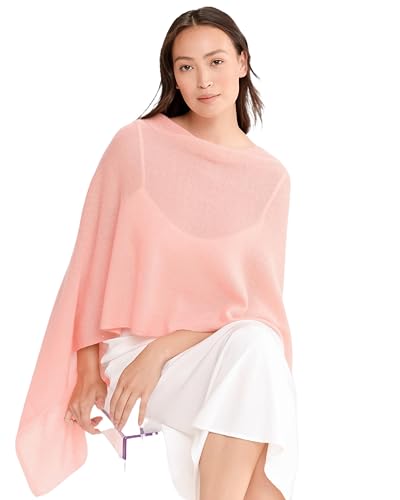 Caroline Grace by Alashan Lightweight & Super Soft Cashmere Blend Poncho - Great Gift Item - One Size (Guava/Pink)