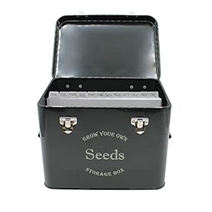 Gardening Naturally Seed Packet Storage Tin Black with 12 Blank Card Dividers, 3 Colours Available