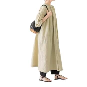 no688 メルカリ限定コットンリネン　バイカラーギャザーワンピース／ピンク 絞り染め コットンリネン ギャザー ロングワンピース ♪オーダー