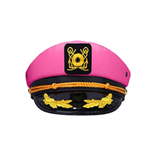dodowin Yacht Captain Hat Pink Sailor Hat for Women 1 Pack Cute Adjustable Sailor Hat Costume Boating Captains Hat for Party