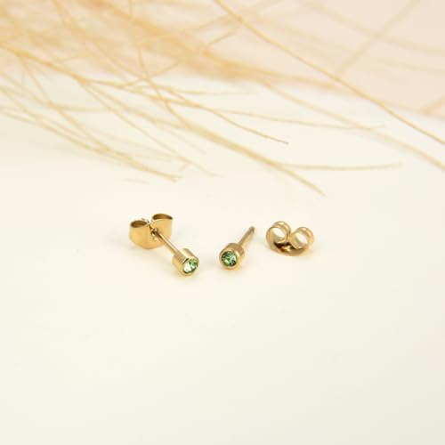 12 Pairs Ear Piercing Stud Earrings, Surgical Stainless Steel Multicolor Cubic Zirconia Birthstone Stud Earrings for Ear Piercing Guns4