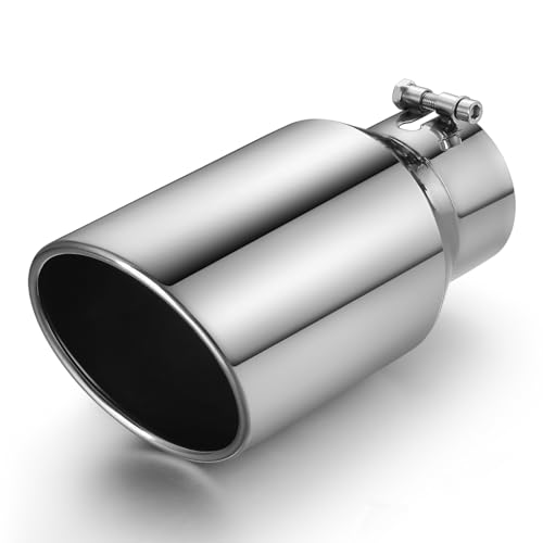 Wabuiltown Exhaust Tip 4 Inlet 6 Outlet 12 Long High Performance Stainless Steel Rustproof Polished Finish Rolled Angle Cut Bolt-On Diesel Tail Pipe Universal for Car Truck