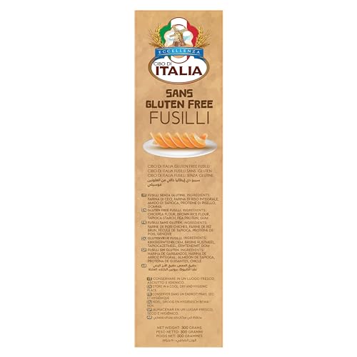 Cibo Di Italia Fusilli Pasta - Gluten Free 300g | Vegetarian | Chickpea Flour, Brown Rice Flour, Tapioca Starch, Pea Protein, Guar Gum | High Protein