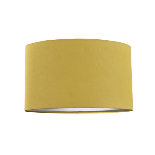 Contemporary and Stylish Mustard Ochre Linen Fabric Oval Lamp Shade for Wall Ceiling or Table - 30cm Length 60w Maximum Suitable for The Home or Business by Happy Homewares