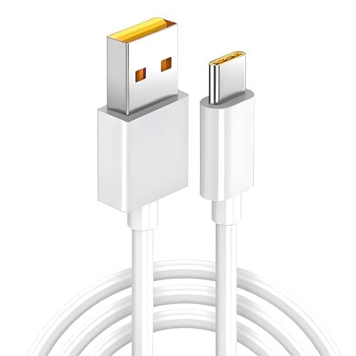 Image of 120W Original USB A to C Supervooc Charging Cable for Narzo 70 Turbo /13 /13 Pro Plus /12 Pro+ /12Pro /10 Pro+ /9 Pro /8 /7 /60 Pro /50 Pro /30 /C25 /Xt /Xt 730G |Support 80W Superdart Quick Charge, White