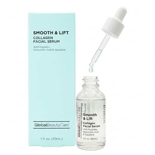 Global Beauty Care Smooth & Lift Collagen Facial Serum – Peptides, Hyaluronic Acid, 1 fl. oz (30mL)