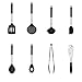 8 Pieces Super Sturdy Cooking Utensils Set With Anti Scratches & Non Stick Silicone Tips For Pots and Pans - Serving Tongs, Spoon, Spatula Tools, Slotted Turner, Pasta Server, Ladle, Strainer, Whisk.