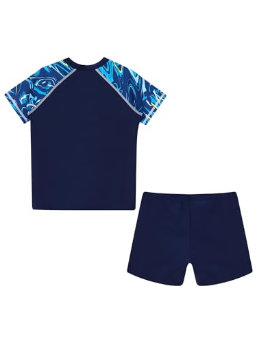 Yartina Boys Swim Trunks with Tops Set Short Sleeve Swimsuit UPF 50+ Rash Guard Beachwear Bathing Suit2