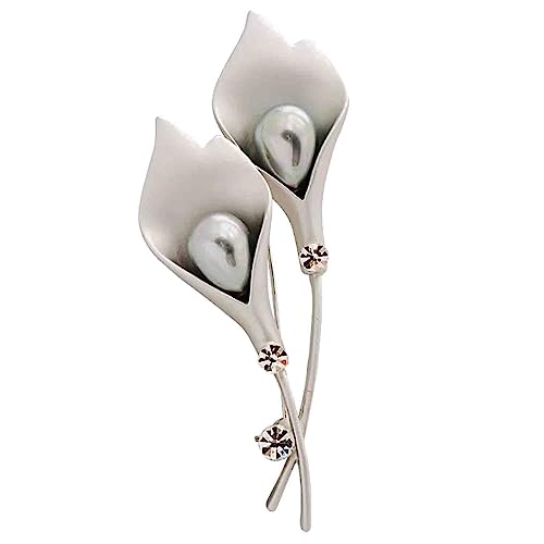 Image of Crystal Pearl Flower Brooches Pins Fashion Beautiful Created Rhinestone Floral Brooch Good Idea for Party Dance Wedding Banquet for Elegant Women Girl
