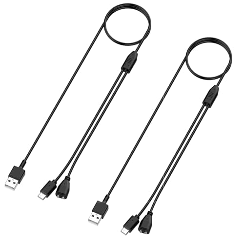 Generic [2 Pack] Replacement Charger Compatible with Delupet Dog Training Collar, Power Cable Compatible with Yawpet Dog Shock Collar, 1 m-USB Black Charging Cable