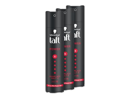 Schwarzkopf Taft laca para el cabello (3 x 250 ml), grado de retención 5 peinados, laca para todo tipo de cabello, hasta 72 horas de duración, fórmula vegana