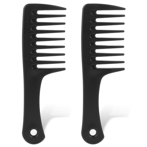 Lot de 2 peignes à dents larges – Peigne démêlant de voyage portable pour cheveux bouclés, longs et mouillés