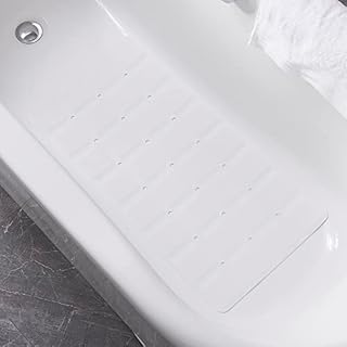 Webos Foldable Non Slip Silicon Bath Mat Bathtub mat Shower mats no Suction Cups for Textured Tub and Reglazed Tub (Foldable-White, 28-inch x 14-inch)