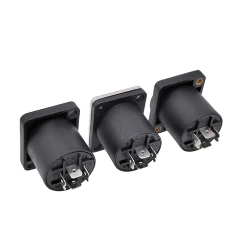 Conector de placa XLR de 4 pines hembra Tipo A con tuerca para cable de audio vídeo, 10 uds 3