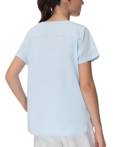 Image of THE GYM PEOPLE Girl's Athletic ShirtsWorkout Tops with Side Slits | Soft, Breathable, Side slits, Relaxed fit, Easy to match, For running, dancing and daily wear