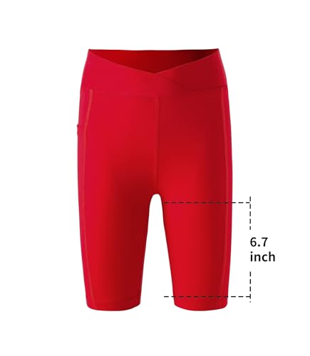 Girls High Waisted Athletic Shorts with Pockets Leggings Biker Running Dance Yoga Gymnastics Workout Shorts4