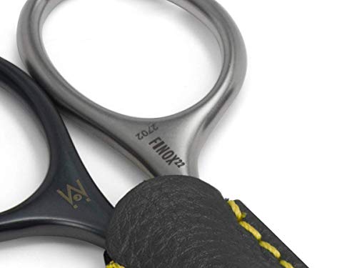 GERMANIKURE Tower Point Cuticle Scissors - Self-Sharpening FINOX22 Titanium Coated Stainless Steel Professional Manicure Tools in Leather Case - Ethically Made in Solingen Germany - 2705