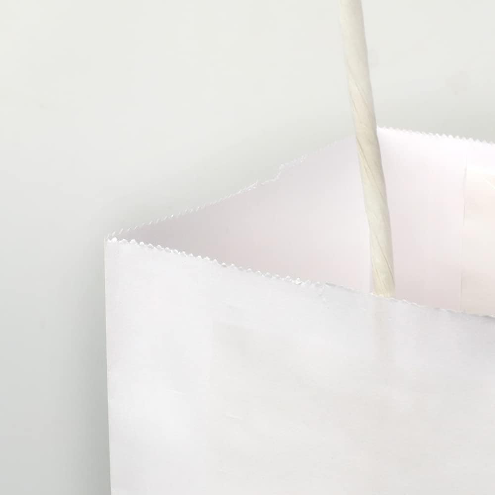 . Medium White Kraft Paper Bags with Handles Bulk for Birthday