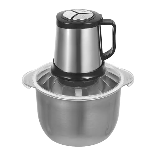 Czyurachel Picadora de carne eléctrica, 5 L, 220 V, 800 W, 3 velocidades de lijado, 4 hojas, procesador de alimentos, acero inoxidable, picadora de verduras, color negro y plateado