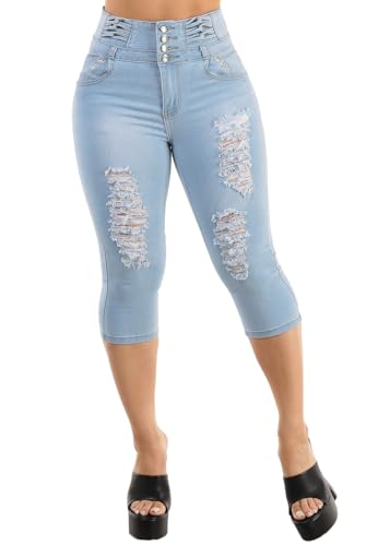 Moda Xpress Butt Lifting Denim Capris for Women - High Waisted Stretch Capris Levanta Cola4